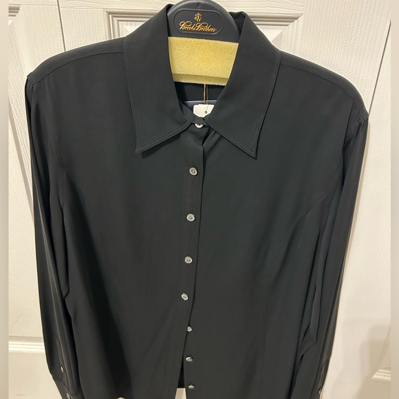 NWT Brooks Brothers, long sleeve silk shirt. Black. Size 12. Brand new! - Picture 4 of 10